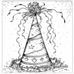 Decorated Party Hat with Streamers Coloring Pages 1