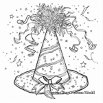 Decorated Party Hat with Streamers Coloring Pages 2