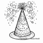 Decorated Party Hat with Streamers Coloring Pages 4