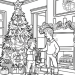 Decorating the Christmas Tree Coloring Page 1