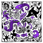 Deep Purple Ocean Creatures Coloring Pages 2