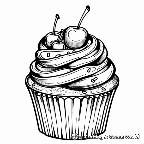 Delicious Cupcake Coloring Pages 1