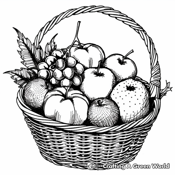 Delicious Fruit Basket Coloring Pages for Adults 1