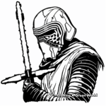 Depicting the Power: Kylo Ren's Crossguard Lightsaber Coloring Pages 2