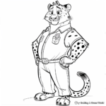 Deputy Clawhauser: Donut-Loving Cheetah Coloring Pages 3