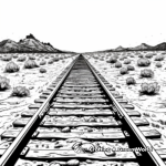 Desert Landscape with Train Tracks Coloring Pages 1