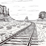 Desert Landscape with Train Tracks Coloring Pages 2