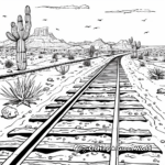 Desert Landscape with Train Tracks Coloring Pages 3