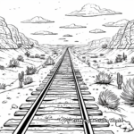 Desert Landscape with Train Tracks Coloring Pages 4