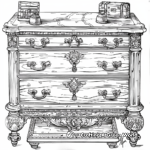 Detailed Antique Furniture Coloring Pages 1
