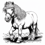 Detailed Ardennes Draft Horse Coloring Pages for Adults 1