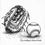 Detailed Baseball Glove and Ball Coloring Pages 1