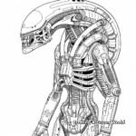 Detailed Biomechanical Xenomorph Coloring Pages for Adults 1