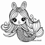 Detailed Bunny Mermaid Coloring Pages for Adults 3