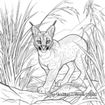 Detailed Caracal in Habitat Coloring Pages for Adults 1