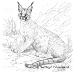 Detailed Caracal in Habitat Coloring Pages for Adults 2
