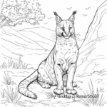 Detailed Caracal in Habitat Coloring Pages for Adults 4