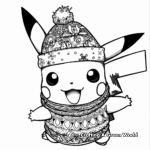 Detailed Christmas Pikachu Coloring Pages for Adults 2