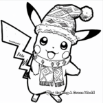 Detailed Christmas Pikachu Coloring Pages for Adults 3