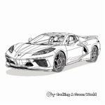 Detailed Corvette C8 Coloring Sheets for Adults 3