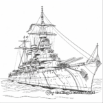 Detailed Dreadnought Battleship Coloring Pages 1