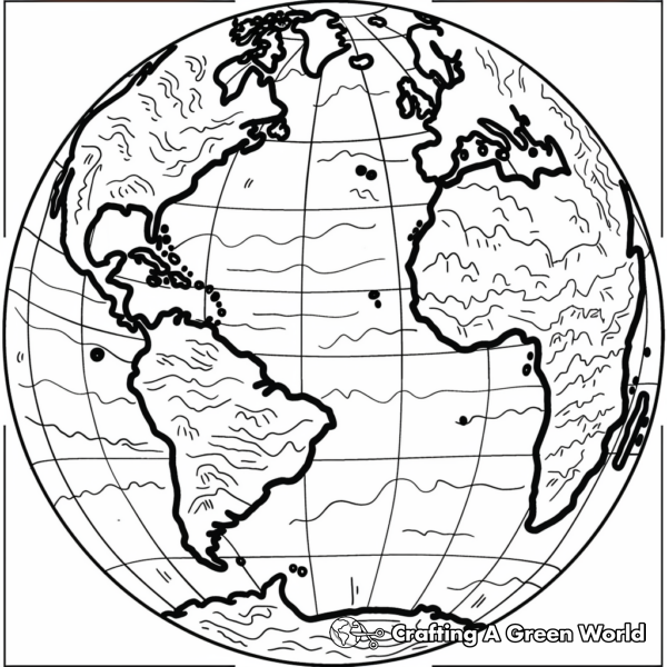 Detailed Earth Globe Coloring Pages 1