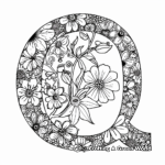 Detailed Floral Letter Q Coloring Page for Adults 1