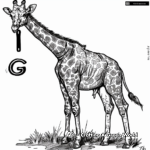 Detailed Giraffe in Savanna Coloring Pages 2
