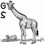 Detailed Giraffe in Savanna Coloring Pages 3