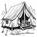Detailed Glamping Tent Coloring Pages 1