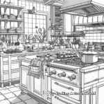 Detailed Gourmet Kitchen Coloring Pages for Adults 4