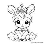 Detailed kawaii bunny princess Coloring Pages for Adults 2