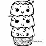 Detailed Kawaii Neapolitan Ice Cream Coloring Pages 1