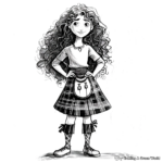 Detailed Kilt Outfit Merida Coloring Pages for Adults 1