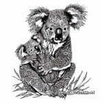 Detailed Koala and Baby Coloring Pages for Adults 2