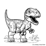 Detailed Lego Jurassic World Velociraptor Coloring Pages for Adults 1