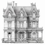 Detailed Mansion Doll House Coloring Pages for Adults 4