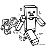 Páginas detalladas para colorear de Minecraft Steve y Creeper 4