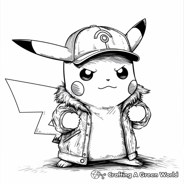 Detailed Pikachu Adult Coloring Pages 1