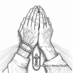 Detailed Praying Hands With Rosary Coloring Pages 1