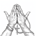 Detailed Praying Hands With Rosary Coloring Pages 2