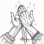 Detailed Praying Hands With Rosary Coloring Pages 4