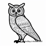 Detailed Psychedelic Owl Coloring Pages for Adults 1