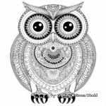 Detailed Psychedelic Owl Coloring Pages for Adults 3