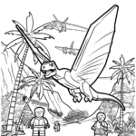 Detailed Pteranodon Escape Lego Jurassic World Coloring Pages for Adults 2