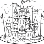 Detailed Sand Castle with Flags Coloring Pages 4