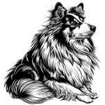 Detailed Shetland Sheepdog Coloring Pages for Adults 2
