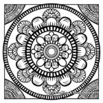 Detailed Square Mandala Coloring Pages 3