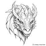 Detailed Stylized Dragon Head Coloring Pages for Adults 4