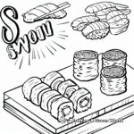 Detailed Sushi Menu Coloring Pages for Adults 2